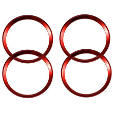 (Red) 4 Pieces Red Alloy Car Wheel Rim Center Cap Hub Rings Decoration For BMW X1 X3 X5 1 3 5 6 7 Series