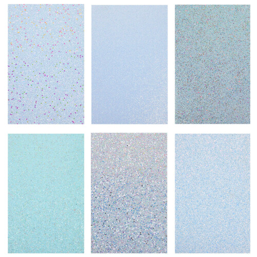 18 Sheets Faux Craft Material Glitter Bow Blue