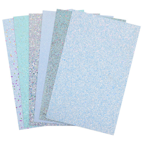 18 Sheets Faux Craft Material Glitter Bow Blue 1