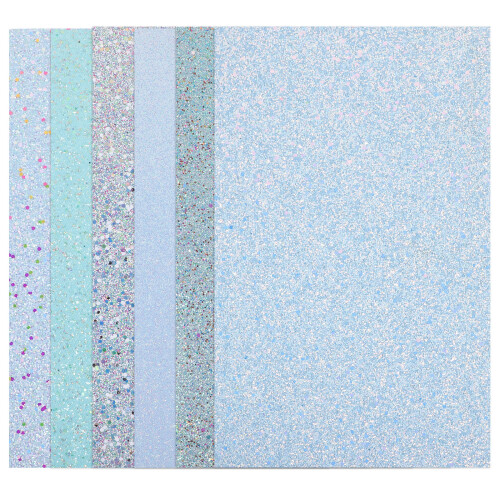 18 Sheets Faux Craft Material Glitter Bow Blue 2