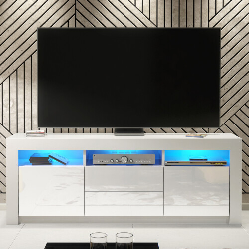 Creative Furniture Shine 160cm TV Unit LED - White Gloss Doors