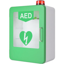AED Defibrillator Wall Cabinet Plastic Cardiac Alarm Box With Key Lock Adjustable Partition Fits Models First Aid Group