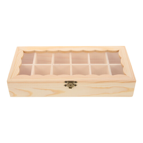 5pcs 12-Grid Wooden Storage Box with Lid 2