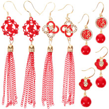 8 Pairs Chinese Style Tassel Dangle Earrings For Women Girls