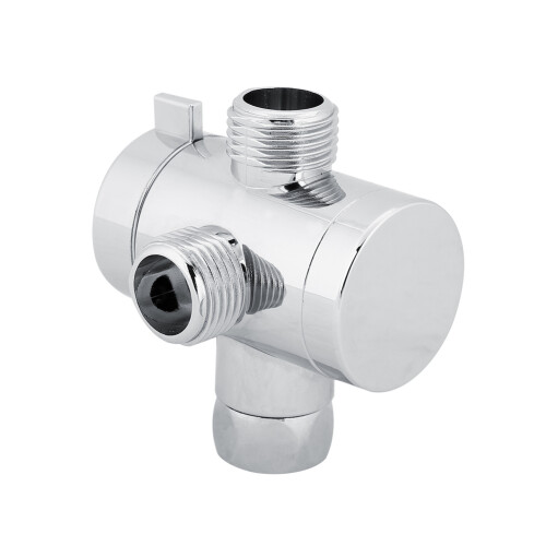 ABS 3-Way Shower Head Diverter Valve Adapter, Silver, G1/2 1