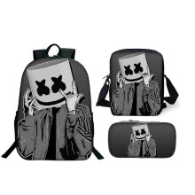 (T03) KINZON Dj Marshmellow Schoolbag Travel Backpack Shoulder Bag Pencil Case Gift For Kids Students
