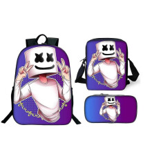 (T07) KINZON Dj Marshmellow Schoolbag Travel Backpack Shoulder Bag Pencil Case Gift For Kids Students
