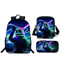 (T06) KINZON Dj Marshmellow Schoolbag Travel Backpack Shoulder Bag Pencil Case Gift For Kids Students