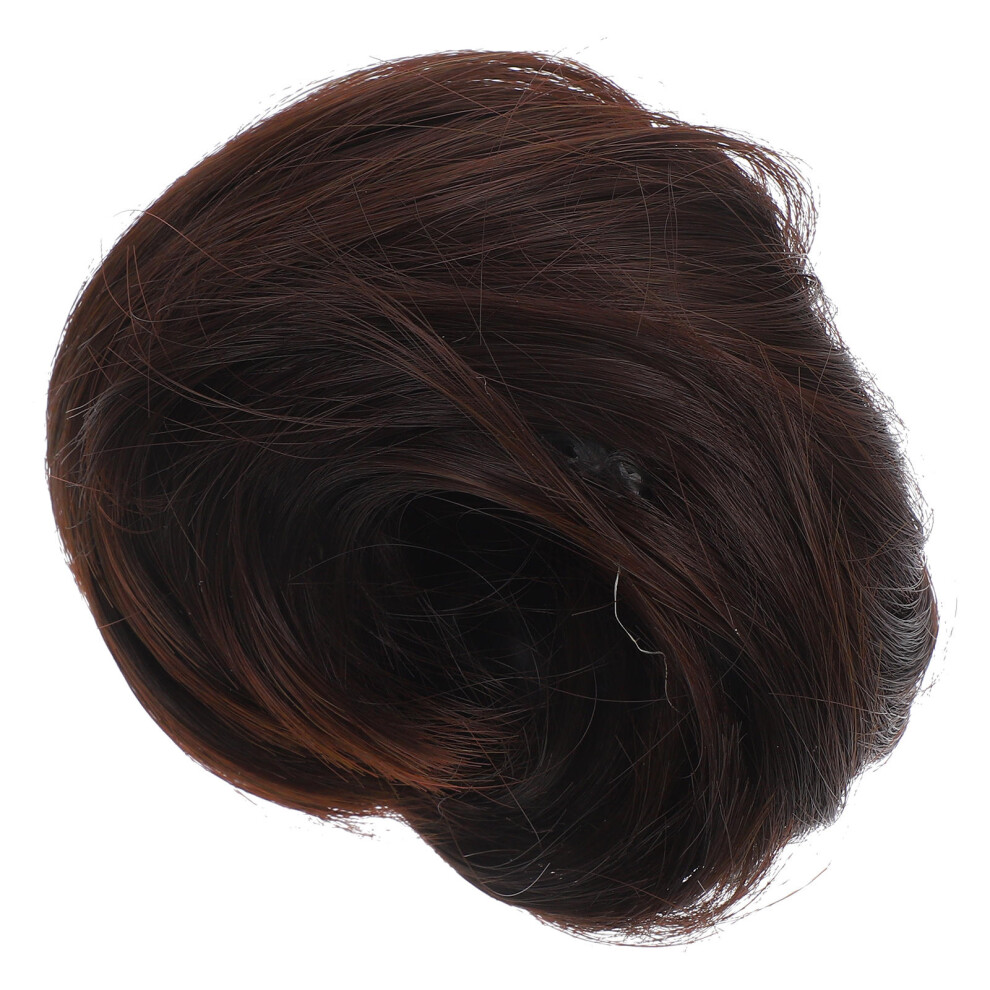 Villcase Unisex Brown 2 Pieces Wigs Fake Hairpiece Wig Hair Chignon Wig 8X8cm Coffee