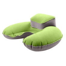 2Pcs Flocking Inflatable U Neck Pillow Durable Travel Camping Cushion Green