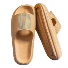 (36-37, Khaki) Summer Slides Slippers Platform Beach Sandals Unisex Slippers Quick Drying Tw