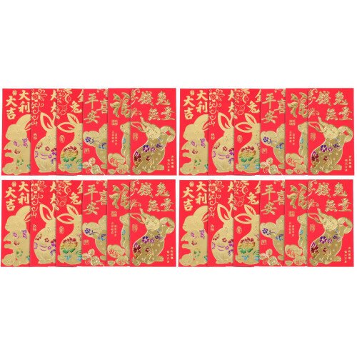 120 Pcs Chinese New Year Red Envelopes Rabbit Year Mixed Style 1