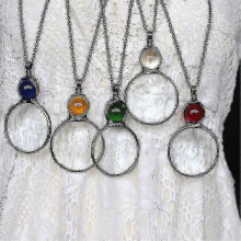 (Red) Magnifying Glass Necklace Gift, Reading Magnifying Glass Pendant Necklace For Elderly, Magnifying Lens For Books, Newspapers, Reading Jewelry