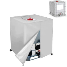 Water Tank Cover For 1000L IBC420D Container UV Resistant Zippered IBC Tank Protective Cover Silver