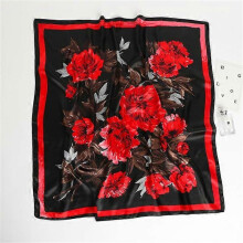 (90x90cm, D90-123-1) 2022 Square Scarf For Women Foulard Satin Hijab Silk Shawl Neckerchief Female Head Wraps Leaf Print Headband Hair bands Bandana