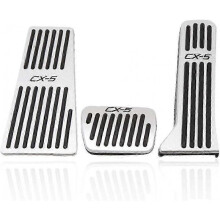 3PCS Anti-Slip No Drilling Aluminum Rest Brake Gas Accelerator Pedal Covers Pedal Pads Kit for Mazda CX-5 2013-2022 (Silver)