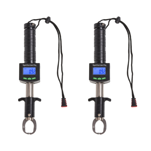 2Pcs Portable Fish Lip Grabber With Digital Scale Stainless Grip Tool 1