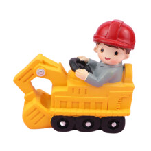 2Pcs Resin Engineering Vehicle Cake Decor Orange Doll Toy Ornament