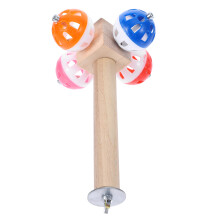 4Pcs Parrot Perch Stand With Rotating Ball Wooden Cage Toy
