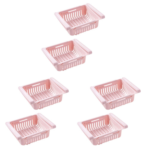 6 Pcs Retractable Refrigerator Storage Box (Pink) 1