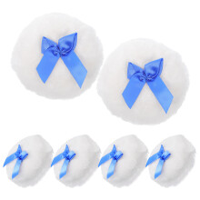 6Pcs Soft Powder Puff With Bow Handle For Gentle Skin Care