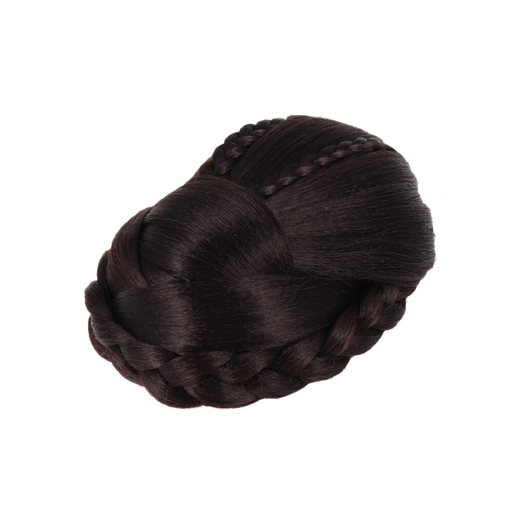 Inoomp Unisex 2 Pcs Braided Chignon Wig Synthetic Fiber Bun For Women Girls