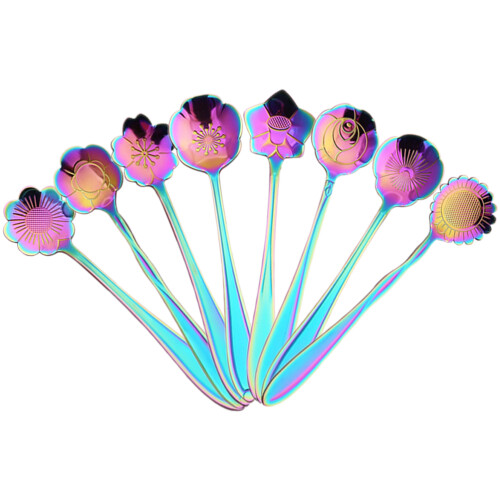 8Pcs Wine Stirrer Flower Shape Stainless Mixing Spoon 1