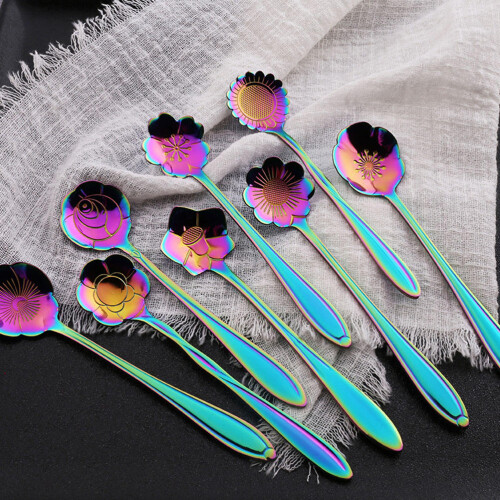 8Pcs Wine Stirrer Flower Shape Stainless Mixing Spoon 2