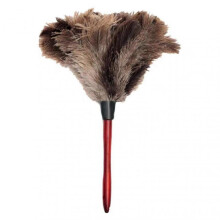 (D) Feather Duster Soft Anti-static Eco-Friendly Washable Recyclable Cleaning Ostrich Hair Wooden Handle Fluffy Duster for Home