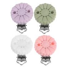 4Pcs Silicone Sunflower Pacifier Clips Food Grade Baby Holder