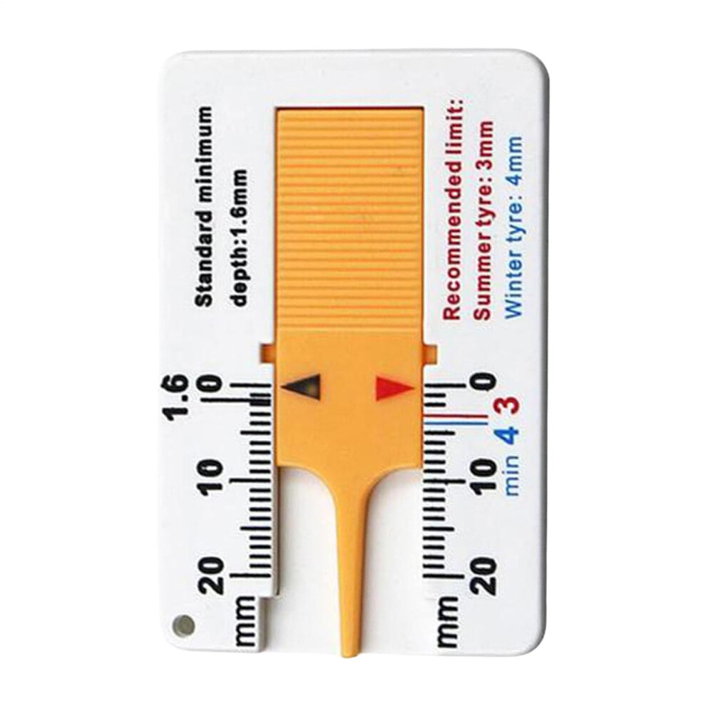 Tire Tread Depth Measuring Tool 0-20 mm, Portable Easy Reading Depth Gauge For Motorcycles, Cars, SUV, Yellow-image-OPC-PKYDSM7-NEW