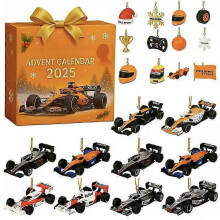 (Orange)F1 Advent Calendar 2025 Racing Themed Christmas Tree Decoration Acrylic Pendant Xmas Gift for Car Lovers