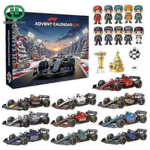F1 Advent Countdown Calendar Blind Box with Acrylic Christmas Tree Pendant