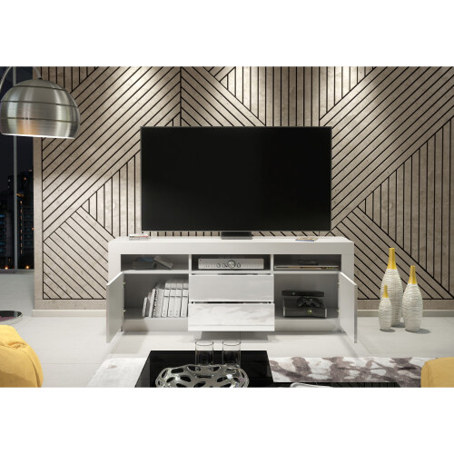 Creative Furniture TV Unit 160cm - White Gloss Doors 2