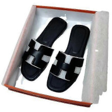 (EU 34, BLACK) Women's Summer Slippers, Outerwear, All-match Flip Flops, Beach Flat Sandals And Slippers