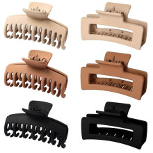 KINZON Vsiopy 6 Pack Medium Large Claw Clip for Thin Hair, 3.5 Inch Hair Jaw Clips for Thick Hair, Double Row Hair Clips for Women Strong Hold Matte H