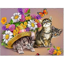 KINZON 30x40 cm 5D Peinture Diamant DIY Complet,Animal Chat Chien point de croix DIY Diamond Strass Toile Point de Croix Painting par Numro pour Dcor