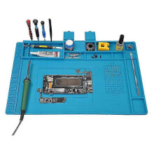 KINZON (bleu, 45cm) Tapis de soudure, tapis de travail en silicone rsistant la chaleur 500C, tapis de rparation lectronique magntique multifonctionne