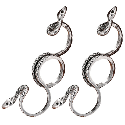 4Pièces Anneaux Gothiques Serpent Trois Doigts Argent 1