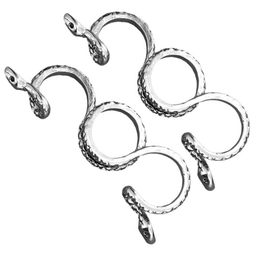 4Pièces Anneaux Gothiques Serpent Trois Doigts Argent 2