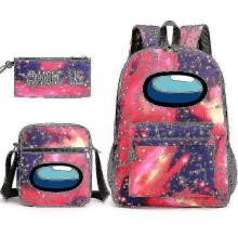 (starry red)KINZON Among Us The Space Werewolf Kills The Student Schoolbag Backpack Small Shoulder Bag Pencil Case A