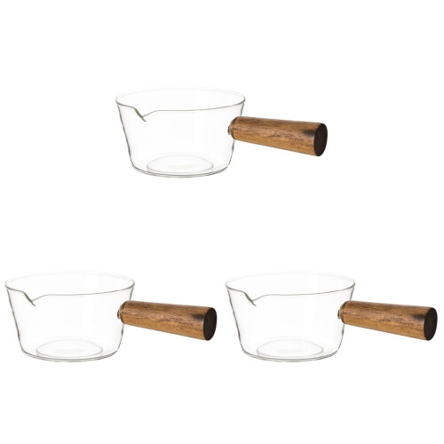 3Pcs Transparent Glass Pot With Handle Borosilicate Nonstick Milk Pan 2