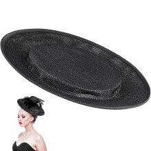 8Pcs Women Sinamay Cocktail Hat Round Base Diy Yarn Bottom Black
