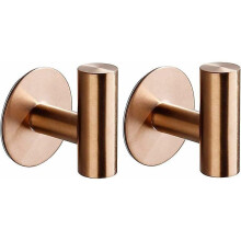 (Rose Gold)2 Pieces Adhesive Bathroom Wall Hook, Kitchen Towel Hanger, Picture Hanger Without Drilling, Self-Adhesive Bath Towel Hooks, Stainless Stee
