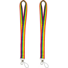 2Pcs Rainbow Neck Lanyard, Rainbow Lanyard Neck Strap, Nylon Neck Lanyard Strap,Badge Holder Neck Strap Keychain for LGBT Pride Party Decoration
