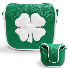 Heel Shaft Mallet Square Synthetic Leather Mallet With Soft Lining For Kids Green Headcover Four-Leaf Clover Embroidery