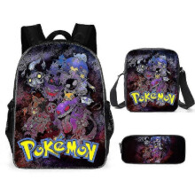 KINZON 3pcs/set Cartoon Anime Pokmon Kids Backpack Lunch Bag Pencil Case Student Schoolbag Pyl66