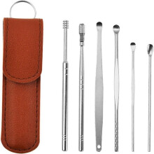 Spring Ear Wax Cleaner Tool Set - Portable Ear Wax Cleaning Kit, Stainless Steel Spade Ear Cleaning, Ear Wax Removal Kit for Ear Adult