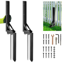 Fence Post Repair Kit 2-Piece Heavy-Duty Steel Stake Kit With Nails And Drill For Gate Or Sign Posts And Mailboxes