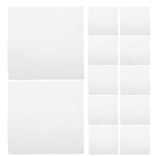 75 Pcs White Cross Stitch Fabric - Small Square Mesh Embroidery Sheets